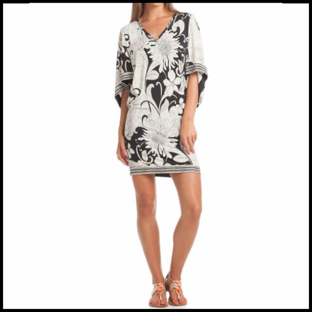 Trina Turk Sz 8 Deborah Dress Black White Kimono